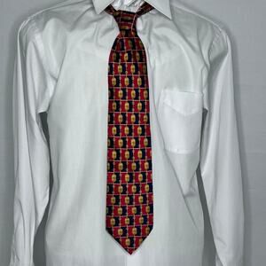 Pierre Cardin Paris Necktie Burgundy Navy Gold Geometric Designer Tie